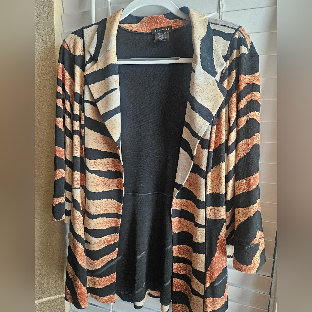 Eva Varro Black and Tan Striped Cardigan